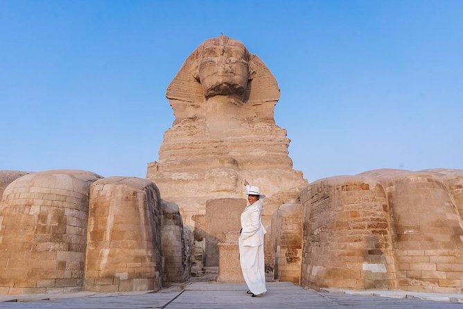 Cairo Pyramids of Giza - Morning at Giza: three pyramids and the Sphinx