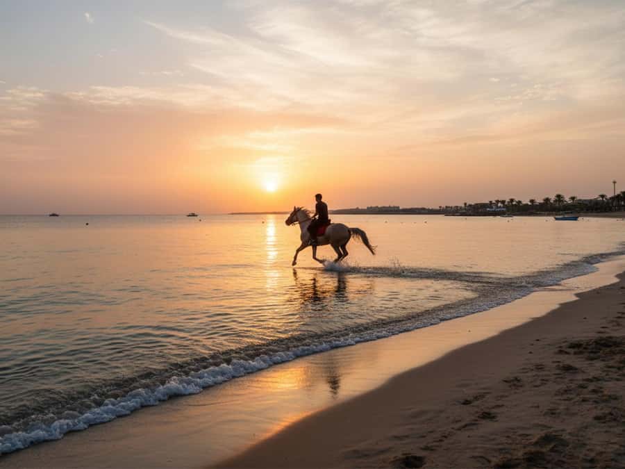 From Hurghada: Red Sea Sunrise and Desert Horseback Riding - The Red Sea From Horseback