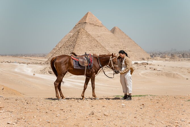 Giza Pyramids Photoshoot with Jumping Horse, Camel and Sphinx - Transport, Timing, and Private Touring