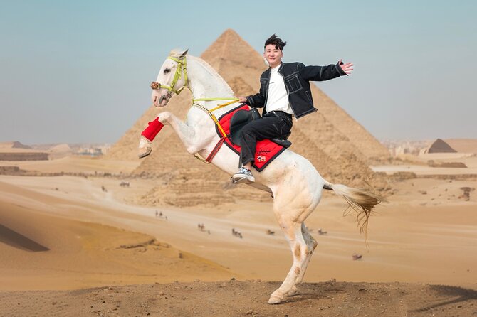 Giza Pyramids Photoshoot with Jumping Horse, Camel and Sphinx - Starting at Khufu’s Great Pyramid