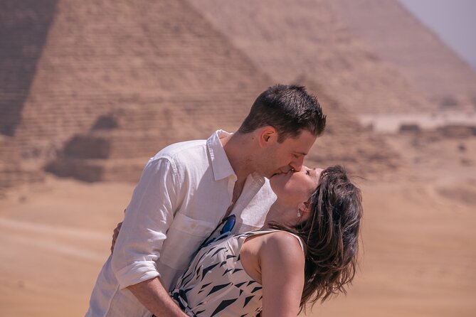 Giza pyramids with professional photography - The Great Pyramid area and the three-pyramid view