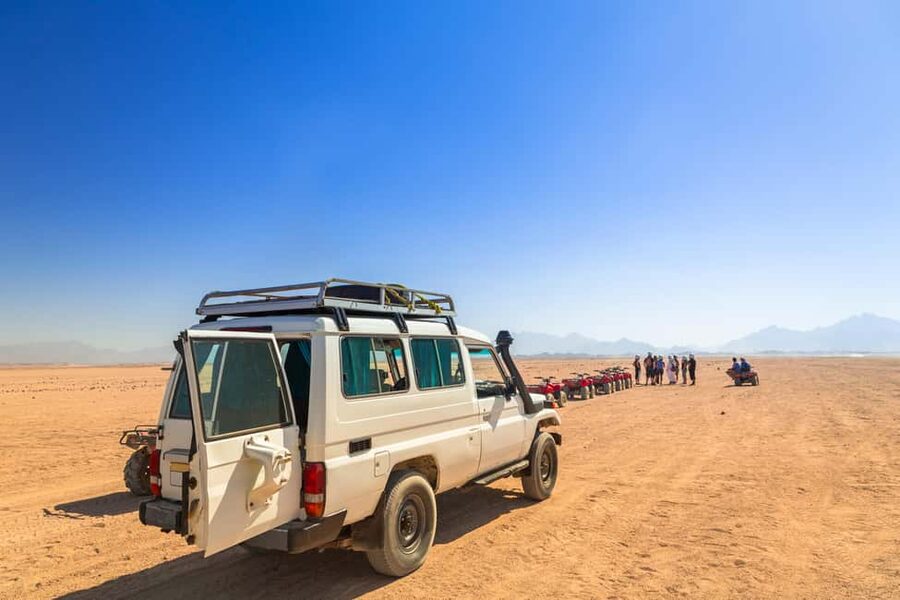 Hurghada: ATV Quad, Jeep and Buggy Safari with BBQ Dinner - Quad biking across the desert