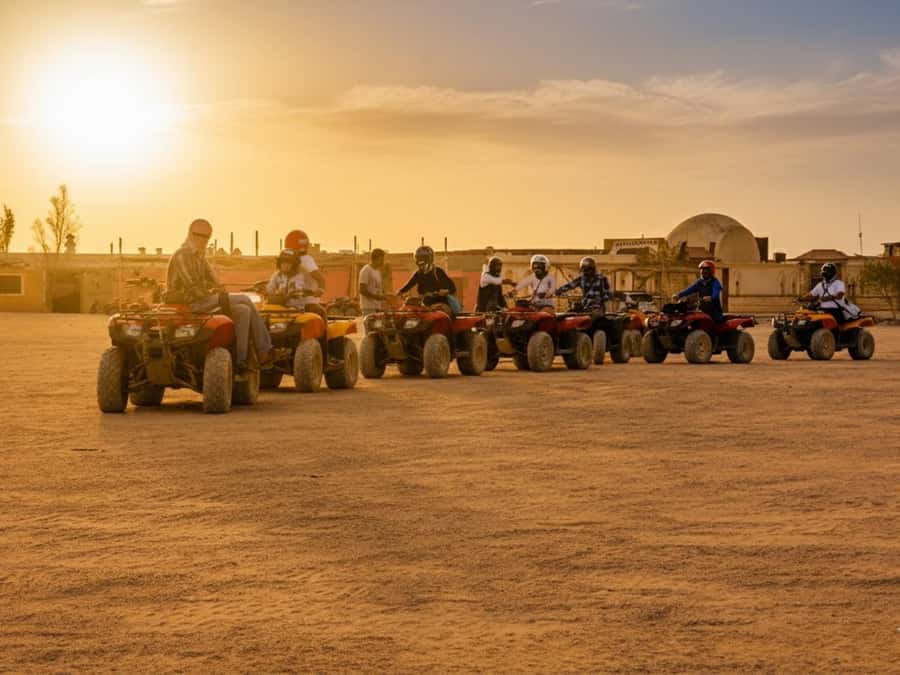 Hurghada: Desert Quad Bike Camel Ride with Optional GoPro - The quad bikes, safety gear, and desert dust