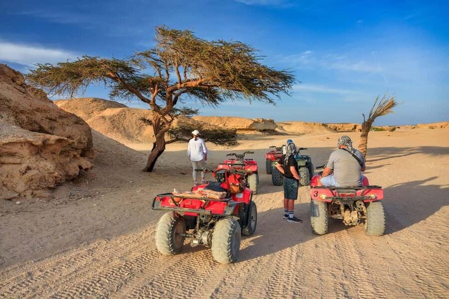 Hurghada: Mega Jeep safari, ATV & Bedouin vibe, and Dinner - A short camel ride with real cultural context