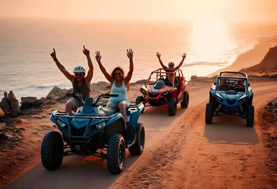 Hurghada: Sea and Mountains Quad or Buggy Family Tour - Quad biking across open desert toward Makadi Bay