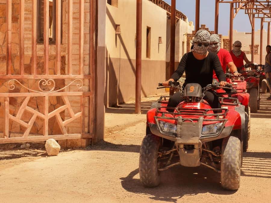 Hurghada: Sunset Quad Bike, Camel w/ Opt Stargazing and BBQ - From hotel lobby to Red Sea desert