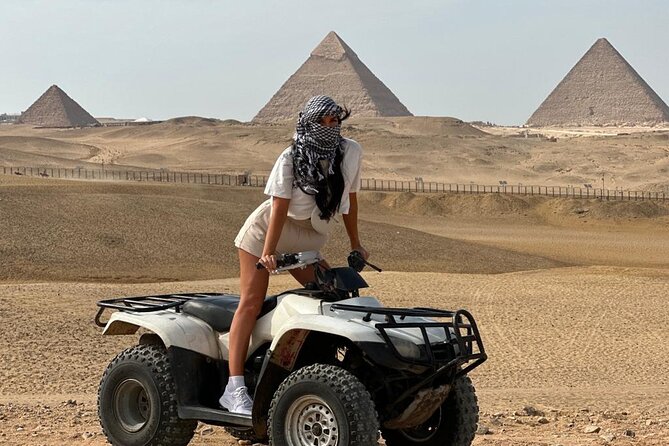 Quad Bike , Lunch and Camel Ride Private Tours from Cairo Giza Hotel - Camel riding with pyramid views