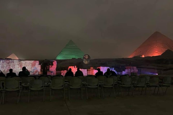 Sound and Light show Giza pyramids with private pick up - The Sphinx narration and pyramid lighting
